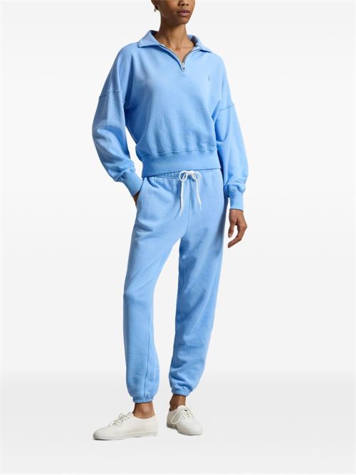 Felpa donna Polo Ralph Lauren celeste mezza zip leggera POLO RALPH LAUREN | 211B18686005